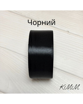 Стрічка атласна 40мм, рулон (23м) - Чорний-foto3