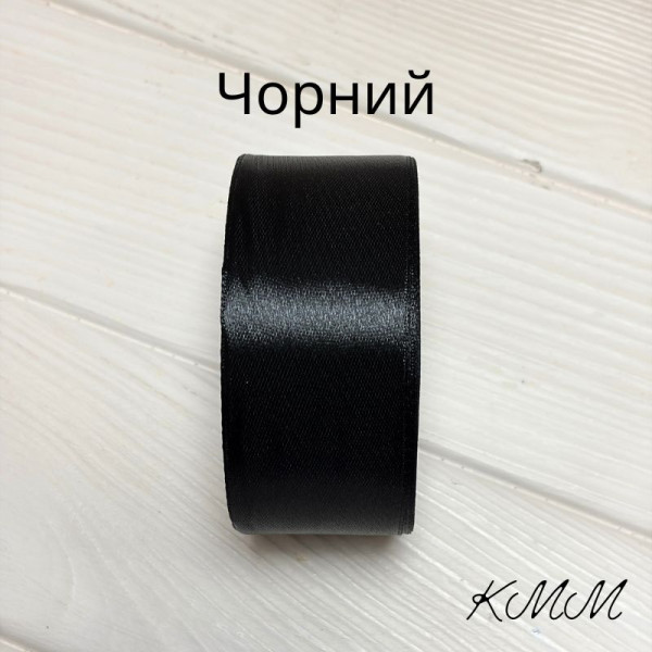 Стрічка атласна 40мм, рулон (23м) - Чорний