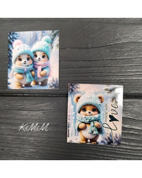 Листівка бірка Ведмедики 50х45мм (5шт)