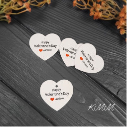 Бірка Happy Valentine`s Day with love Біла (День Св. Валентина) 50х40мм (5шт)