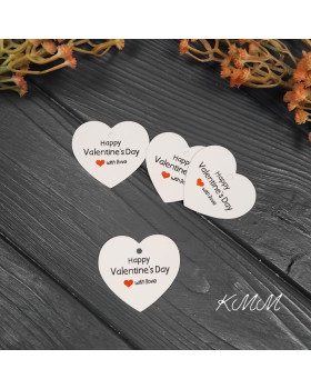 Бирка Happy Valentine`s Day with love Белая (День Св. Валентина) 50х40мм (5шт)