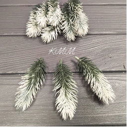 Добавка насадка Ветка ели Бело-зеленая 10см - 3шт