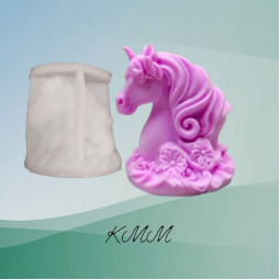 Силіконова форма люкс 3D Єдиноріг у квітах