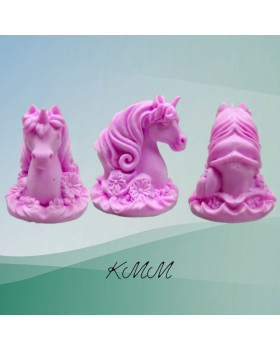 Силіконова форма люкс 3D Єдиноріг у квітах-foto3