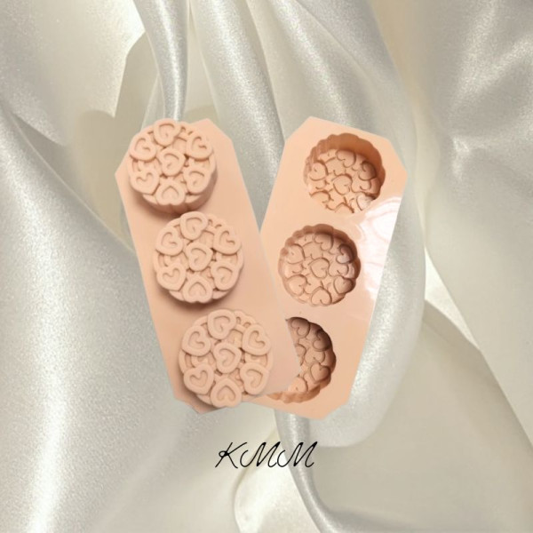 Силіконова форма планшет Серця витончені 3шт