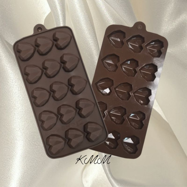 Силіконова форма планшет міні Серце грановане 15шт.