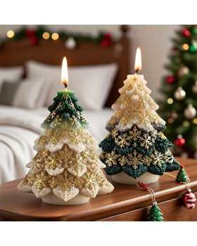 Силиконовая форма люкс 3D Елочка в снежинках-foto3