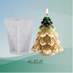 Силіконова форма люкс 3D Ялинка у сніжинках