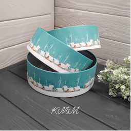 Шляпная коробка низкая Домики D16 высота 6см-foto2