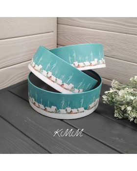 Шляпная коробка низкая Домики D16 высота 6см-foto2