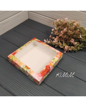 Коробка з вікном Квіти Акварель150х150х35мм