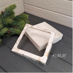 Коробка Merry Christmas с квадратным окном 150х150х35мм
