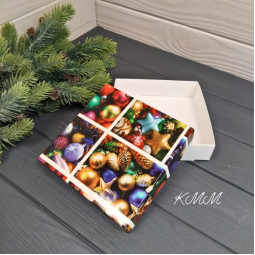 Коробка Новогодние игрушки 150х150х35мм-foto2