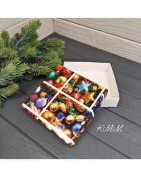 Коробка Новогодние игрушки 150х150х35мм-foto2