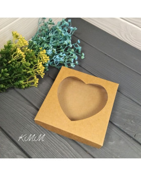 Коробка з вікном Серце 150х150х35 - Крафт-foto2