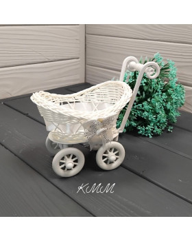 Кашпо Візочок із білою стрічкою 150ммх130мм