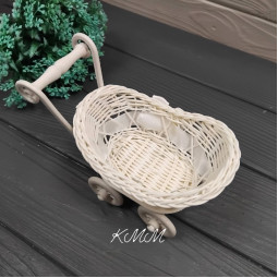 Кашпо Коляска с белой лентой 150ммх130мм-foto3