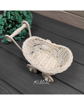 Кашпо Візочок із білою стрічкою 150ммх130мм-foto3