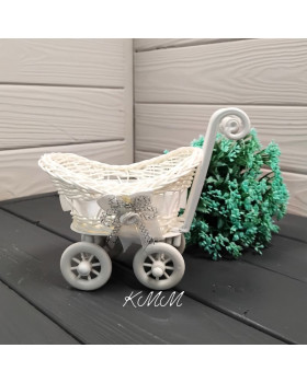 Кашпо Візочок із білою стрічкою 150ммх130мм-foto2