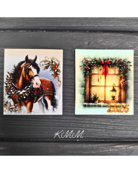 Листівка бірка 2026 Конячка 50х45мм (5шт)