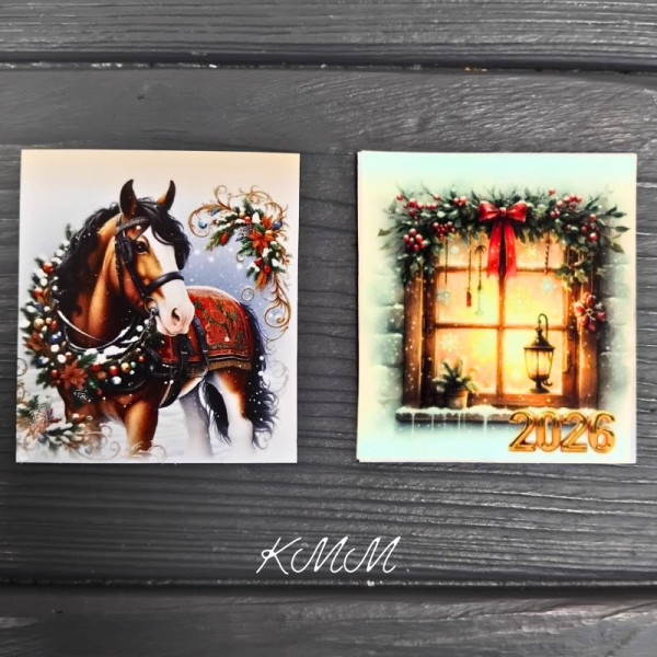 Листівка бірка 2026 Конячка 50х45мм (5шт)