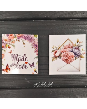 Листівка бирка Hand made with love (конверт) 50х45мм (5шт)