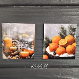 Листівка бірка З найкращими побажаннями (мандарини) 50х45мм (5шт)