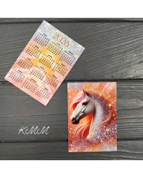  Листівка 2026 Календар Конячка рожева100х70мм