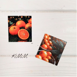 Открытка бирка Мандарины 50х45мм (5шт)