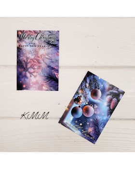  Листівка Merry Christmas and Happy New Year (бузкова, кульки)100х70мм - 1шт