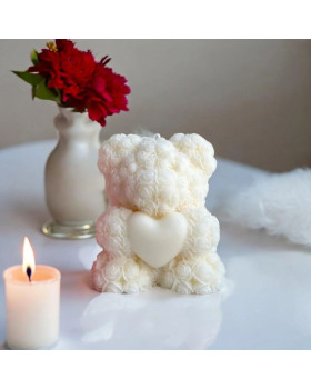 Силіконова форма люкс 3D Ведмедик у трояндах із серцем-foto2