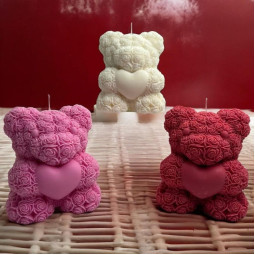 Силіконова форма люкс 3D Ведмедик у трояндах із серцем-foto4