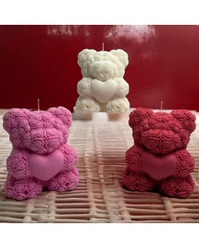 Силіконова форма люкс 3D Ведмедик у трояндах із серцем-foto4