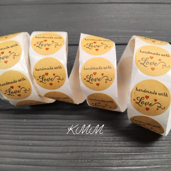Наклейка Handmade with love 4 крафт 10шт