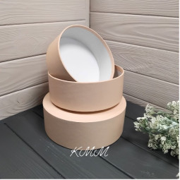 Шляпная коробка низкая Персик D16 высота 6см-foto3