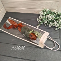 Пакет для цветов с ручками прозрачный 40х15см Пудровый-foto2