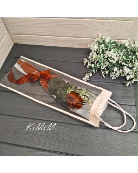  Пакет для квітів із ручками прозорий 40х15см Пудровий-foto2