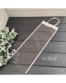  Пакет для квітів із ручками прозорий 40х15см Пудровий