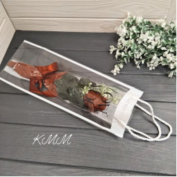 Пакет для цветов с ручками прозрачный 40х15см Белый-foto2