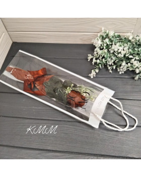  Пакет для квітів із ручками прозорий 40х15см Білий-foto2