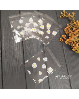 Пакет прозрачный "Ромашка" с клейкой лентой 100х100мм - 1 шт. 