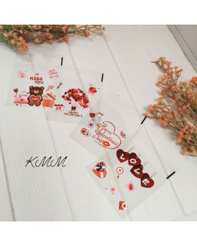 Пакет прозрачный "День Святого Валентина" с клейкой лентой 100х100мм - 4 шт.-foto2