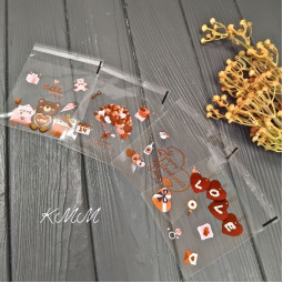  Пакет прозорий "День Святого Валентина" з клейкою стрічкою 100х100мм - 4шт.