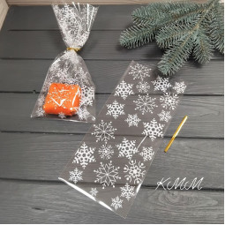  Пакет прозорий "Сніжинки" з дротовою зав'язкою 125х275мм -1шт.