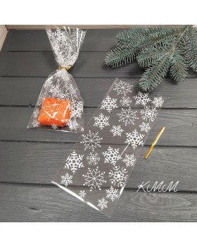  Пакет прозорий "Сніжинки" з дротовою зав'язкою 125х275мм -1шт.