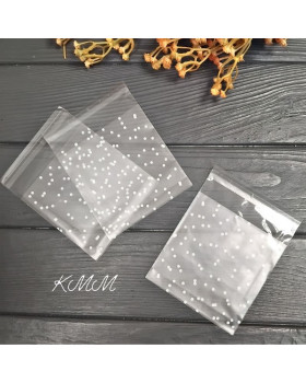 Пакет прозрачный "Горошек матовый" с клейкой лентой 100х100мм - 1 шт. 