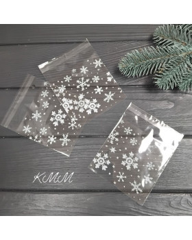 Пакет прозорий "Сніжинки 2" з клійкою стрічкою 100х100мм - 1шт.