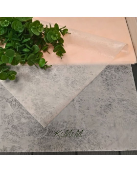 Папір оксамитовий з ефектом мармуру, 58×58 см- Рожевий персик - 1шт