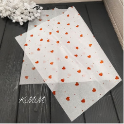 Папір тишью Серце червоне на білому 50см * 35см - 1шт.