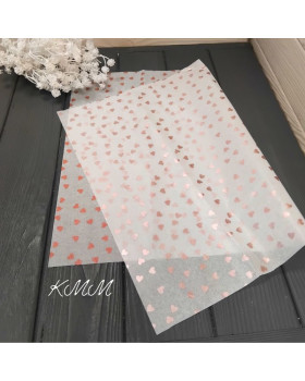 Папір тишью Серце Рожеве золото 50см * 35см - 1шт.